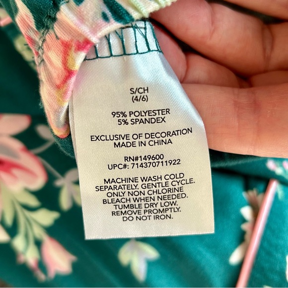 Flora Nikrooz 2-piece Floral Pajama Set, Long Sleeve, Green, Pink, Size S - Picture 9 of 12